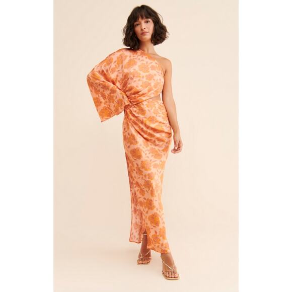 Free People Dresses & Skirts - Free people x Jens Pirate booty orange Floral One Sleeve Aliana Dress